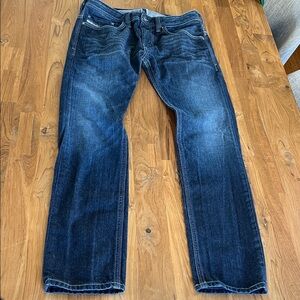Vintage Diesel Men's Straight Jeans in Dark Blue Wash